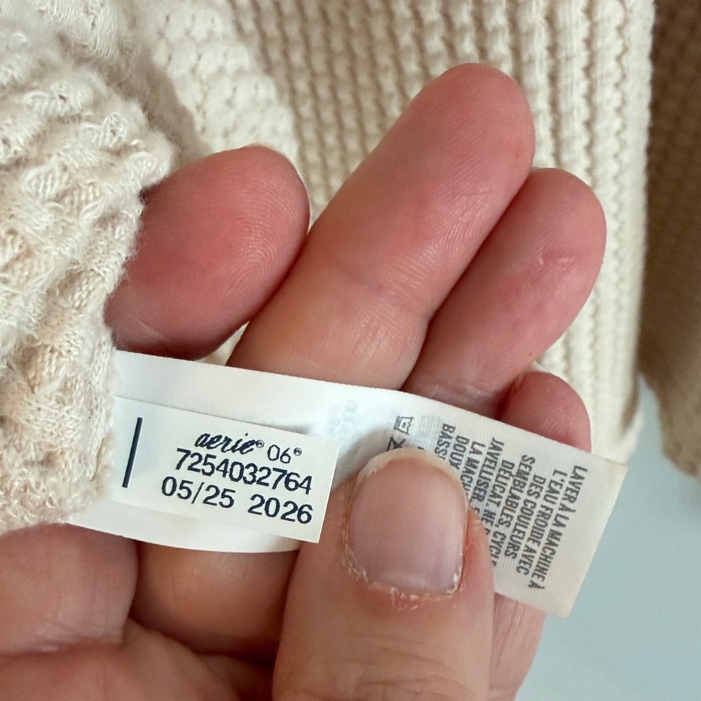 offline by Aerie: Women's Vanilla Cream Waffle Knit Sweater/top. Small. - Picture 7 of 8